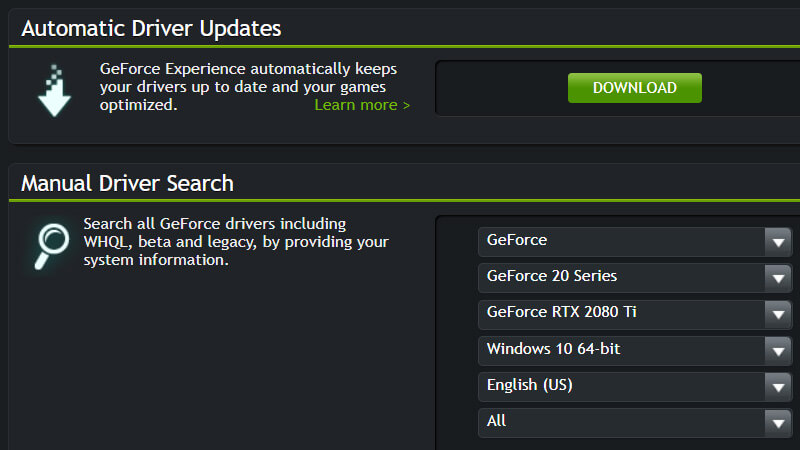 nvidia geforce automatic driver updates download